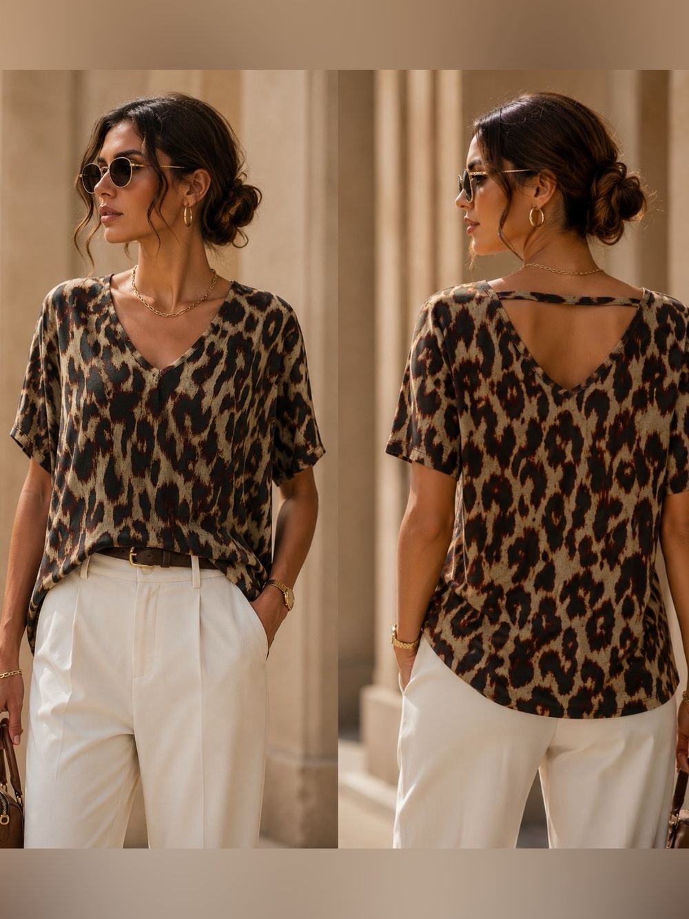& Other Stories Leopard Print Top Size 8